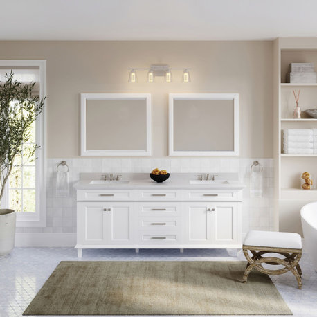 Joyce Bath Vanity, Double Sink, 80", White, Freestanding