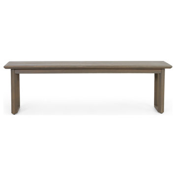 Conifer Outdoor Acacia Wood Dining Bench, Gray, Single