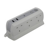 6 Socket, Surge Protected Extension Lead With 2 X USB Charger, 1 Meter Cable
