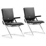 Zuo Modern - Lider Plus Conference Chair, Set of 2, Black - With its ergonomically shape, padded back and seat cushions, the conference chair works in comfort. It has a chromed steel frame with soft neoprene arm pads.
