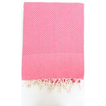 Fouta Honeycomb Solid Color, White, Fuchsia Pink