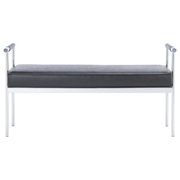 Michelle Long Rectangle Bench With Arms Black/Chrome