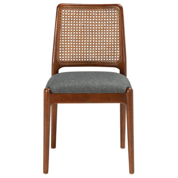Safavieh Reinhardt Rattan Dining Chair, Grey/Walnut