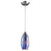 Elk Home Iridescence 5" 1 Light Metal/Glass Mini Pendant in Storm Blue