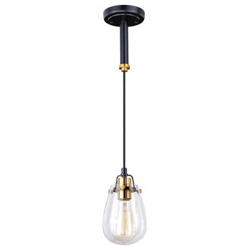 Kassidy 5" Mini Pendant or Wall Light, Dual Mount Black and Natural Brass