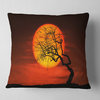 Birds and Tree Silhouette at Sunset Landscape Printed Throw Pillow, 16"x16"