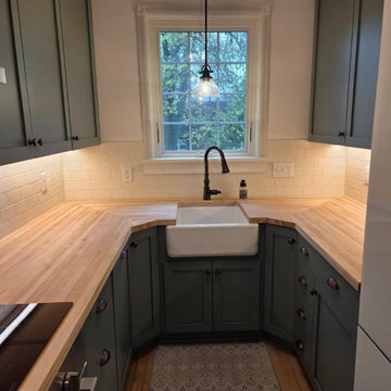 Kitchen Remodel Done with New Cabinets and Butcher Block Countertop