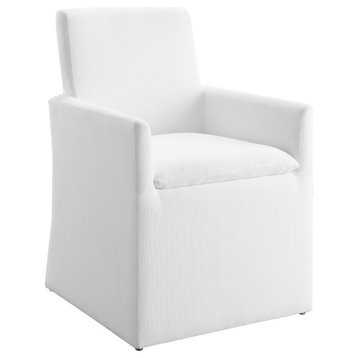 Marie Stain-Resistant Fabric Dining Armchair, White