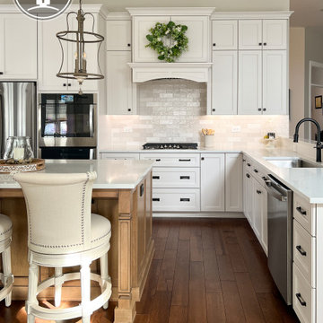 Bright & Timeless Kitchen Reorientation with Fireplace Refresh