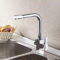 Brushed Chrome Finish Drinking & Washing Water Spout Tri Flow Double Handle Cont - Products