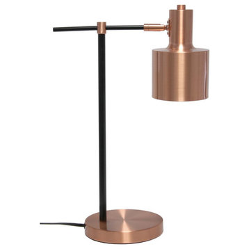 Mid Century Modern Metal Table Lamp, Rose Gold