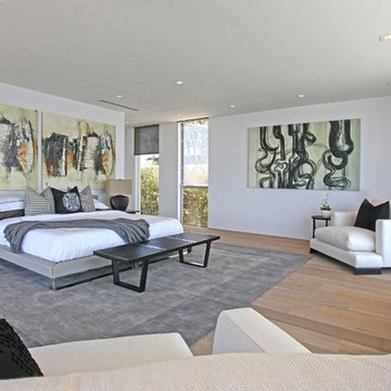 Grandview Drive Hollywood Hills modern home art filled primary bedroom