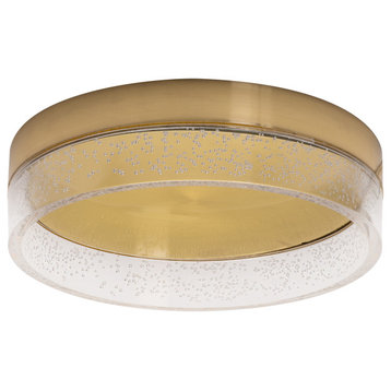 AFX Lighting Maggie LED 12" Flush Mount, Satin Brass/Clear, MGGF12L30D1SB