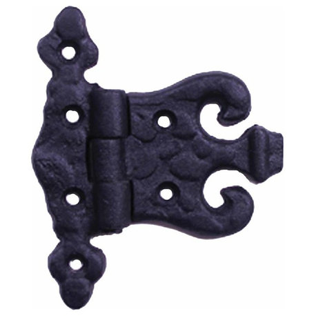 Black Cabinet Door Hinge 4.5" L Wrought Iron Rust Resistant Flush Mount Hinges