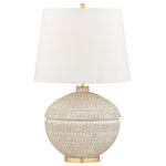 Hudson Valley Lighting - Katonah 1 Light Table Lamp, Gold Leaf - Stained ceramic brings out Katonah's beautiful design and airy feel, making it appear more like handwoven material than ceramic. A Belgian linen shade and gold leaf accents at the base, collar and finial add to the organic feel. Earthy and ephemeral, place Katonah in any space where natural materials are used.