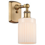 Innovations Lighting - Hadley 1-Light Sconce, Brushed Brass, Matte White - A truly dynamic fixture, the Ballston fits seamlessly amidst most decor styles. Its sleek design and vast offering of finishes and shade options makes the Ballston an easy choice for all homes.