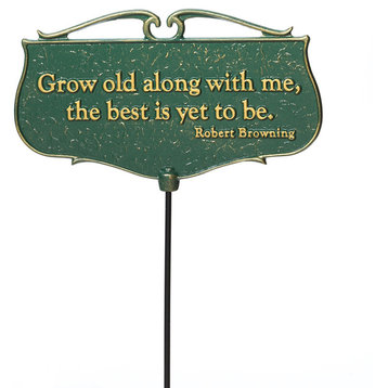 12"W x 7"H plus 17"stake "Grow old along with me...", Garden Poem Sign