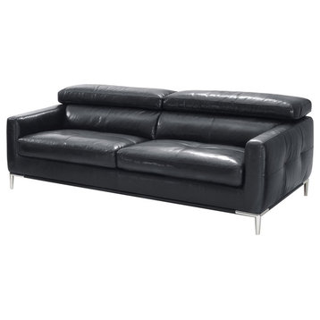 Divani Casa Natalia Modern Metal & Leather Upholstered Sofa in Black