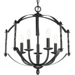 Progress Lighting - Progress Lighting 5-60W Candle Chandelier, Black - A black iron frame with twist elements takes center stage in Greyson. The five-light cluster nestle inside this rustic piece for a strong, bold, yet casual feel.