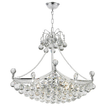 French Empire Full Lead 6-light Crystal Chrome Finish Traditional Chandelier