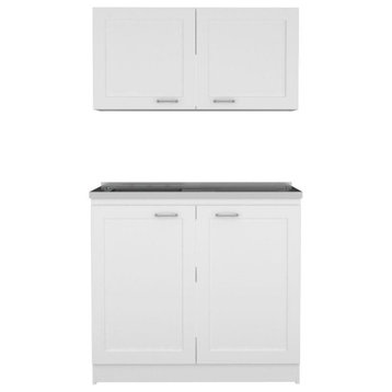 DEPOT E-SHOP Agate Cabinet Set, Two Parts Set, Countertop-White, For Kitchen