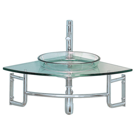 Fresca Ordinato Corner Mount Modern Glass Bathroom Vanity