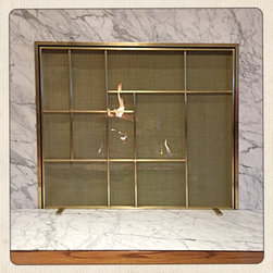 Brass-Plated Fireplace Screen > "Mondrian-esque"...who also designed in the Mid- - Fireplace Screens