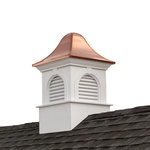Good Directions, Inc. - Smithsonian Ridgefield Vinyl Cupola With Copper Roof 26" x 42", 30" X 50" - For over 35 years, Good Directions cupolas have been the perfect complement to your home, garage, shed, barn, gazebo, pool house, carriage house, horse barn, or pavilion. Our expertly crafted, made to order, Smithsonian Ridgefield louvered cupola features roof molding and reinforced interior supports for added strength. It's made to order in the USA from durable, maintenance free Royal Brand PVC vinyl, constructed with precision using a CNC Router for accuracy and a lifetime of enjoyment. The Smithsonian Ridgefield Cupola features a 16 ounce, 24 gauge copper, bell shape roof that adds an architectural element of beauty and lasting value to your home. Our cupolas arrive in 3 sections for easy installation, includes assembly hardware and easy to follow detailed installation instructions, and are weathervane ready with a built in internal mounting bracket. YouTube videos are also available to walk you through the installation step by step. Good Directions vinyl cupolas have an industry exclusive Lifetime Warranty. For a distinctive finishing touch to your home, add a Good Directions weathervane or finial.