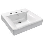 Kingston Brass - EV2019W38 20" Console Sink Basin (8-Inch, 3-Hole) - Built from a stunning ceramic for long-lasting durability, the NuvoFusion 20-inch ceramic bathroom sink offers elegant and transitional stylings. The pristine, stain-resistant surface and glistening finish make for a very sturdy fixture that is easily maintained. This console basin in particular features dimensions of (L)20-3/8" x (W)18-5/16" x (H)6-11/16" with pre-drilled 3-hole for 8-inch widespread faucet installation. The semi-recessed installation allows the sink to partially sit below the counter for functionality and creates an elegant appearance in your bathroom.