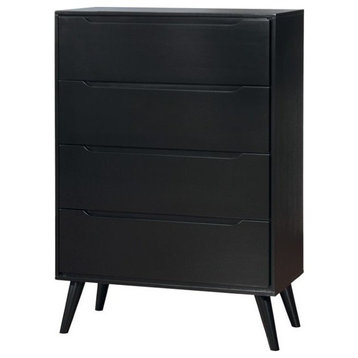 Furniture of America Belkor Mid-Century Modern Wood 4-Drawer Chest in Black