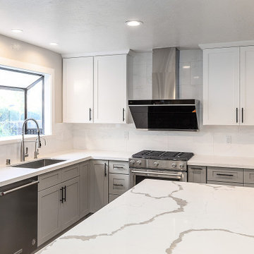 Gray Base Cabinets & White Wall cabinets