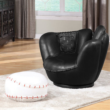 All Star Youth Baseball Swivel Chair and Ottoman Set
