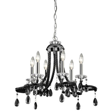 Urban-Industrial 6-Light Twisty Arms Chrome Finish Chandelier Made Of