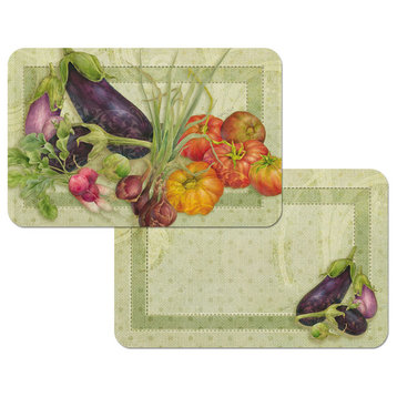 Vinyl Plastic Placemats Reversible Vegetables du Jour Set of 4
