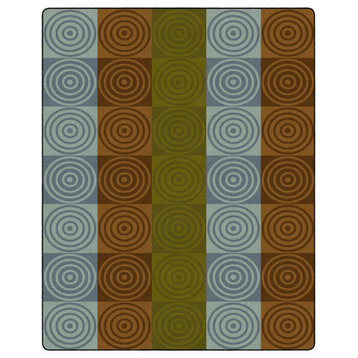 Flagship Carpets FA1305-58FS 10' 6"x13' 2" Bullseye Blocks Earth Tone Rug