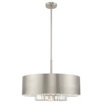 Livex Lighting - Livex Lighting 40020-91 Madison - Six Light Pendant - This crisp and stately solid brass drum shade pendMadison Six Light Pe Brushed Nickel Brush *UL Approved: YES Energy Star Qualified: n/a ADA Certified: n/a  *Number of Lights: Lamp: 5-*Wattage:100w Medium Base bulb(s) *Bulb Included:No *Bulb Type:Medium Base *Finish Type:Brushed Nickel