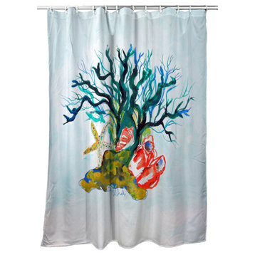 Betsy Drake Starfish, Coral, Shells Shower Curtain