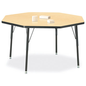 Berries Octagon Activity Table - 48" X 48", A-height - Maple/Black/Black