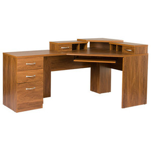 Monarch Hollow Core L Shaped Home Office Desk With Hutch In