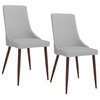 Mid-Century Fabric & Metal Side Chairs, Set of 2, Light Gray
