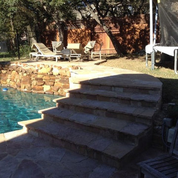 Circle C Ranch in South Austin, TX, covered porch and poolside patio