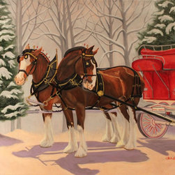 Budweiser Clydesdales in Snow - Paintings