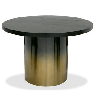 Modrest Elmira Glam Black Ash + Gradient Stainless Steel Round Dining Table