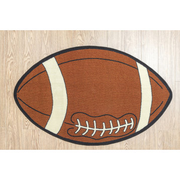 Kids Sports Football Small Shape Area Rug, Multicolor, 2'6"x4'