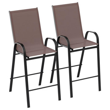 Brazos Series Stackable Outdoor Barstools Set of 2, Brown