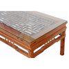 Rectangular Glass Top Coffee Table With Chinese Old Windows Panel Design