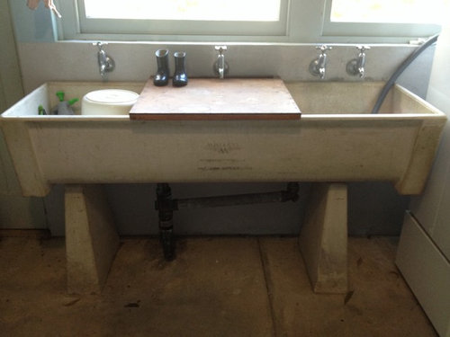 vintage concrete laundry sink