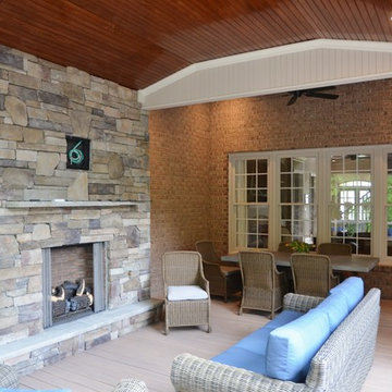 Screened Porch with Fireplace, Featuring Acetylated Decking