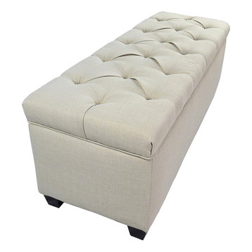 Multifunctional Storage Bench With Removable Small Shoe Divider, Ecru