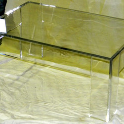 Coffee Table - Lucite with flange and optional lower shelf - square or rectangle - Products